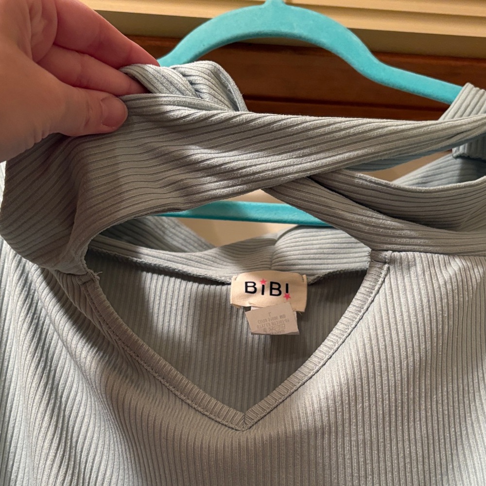 BiBi Light Green Ribbed Top - Picture 2 of 4